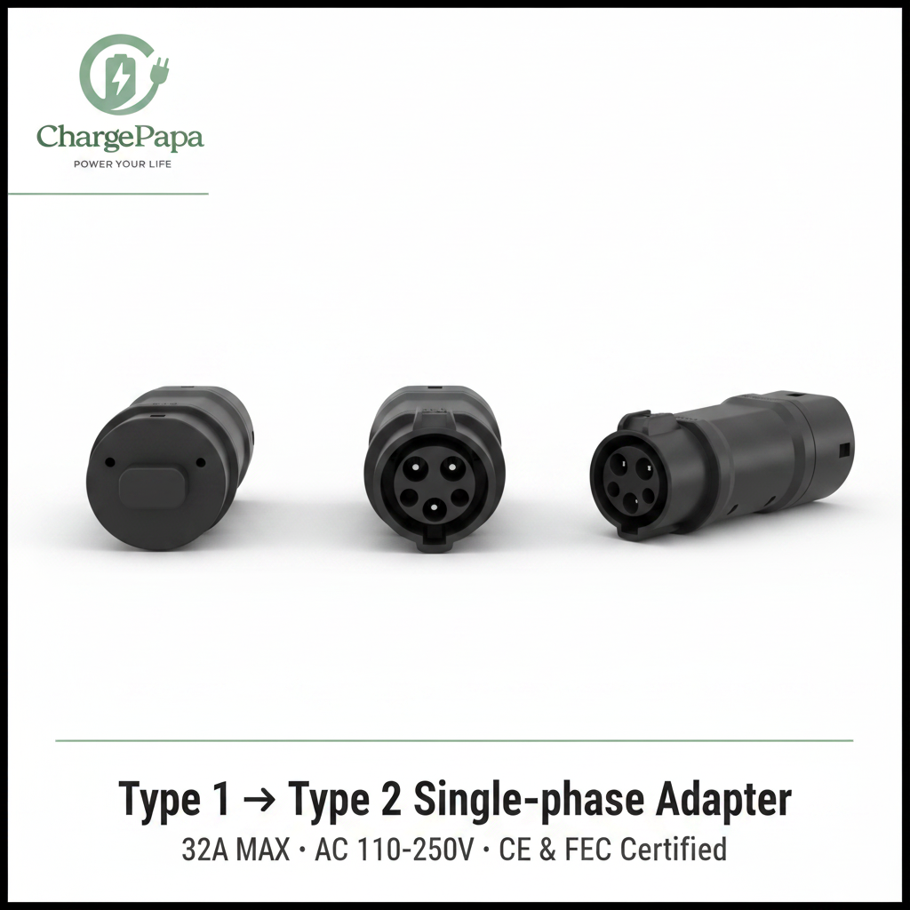 Type 1 to Type 2 Adapter (32A / AC 110-250V)