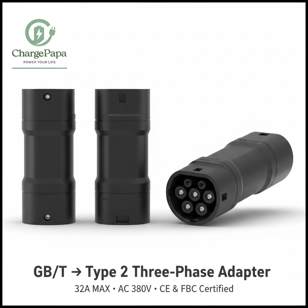ChargePapa Power-Bridge | GB/T to Type 2 Three-Phase Adapter (32A / AC 380V)