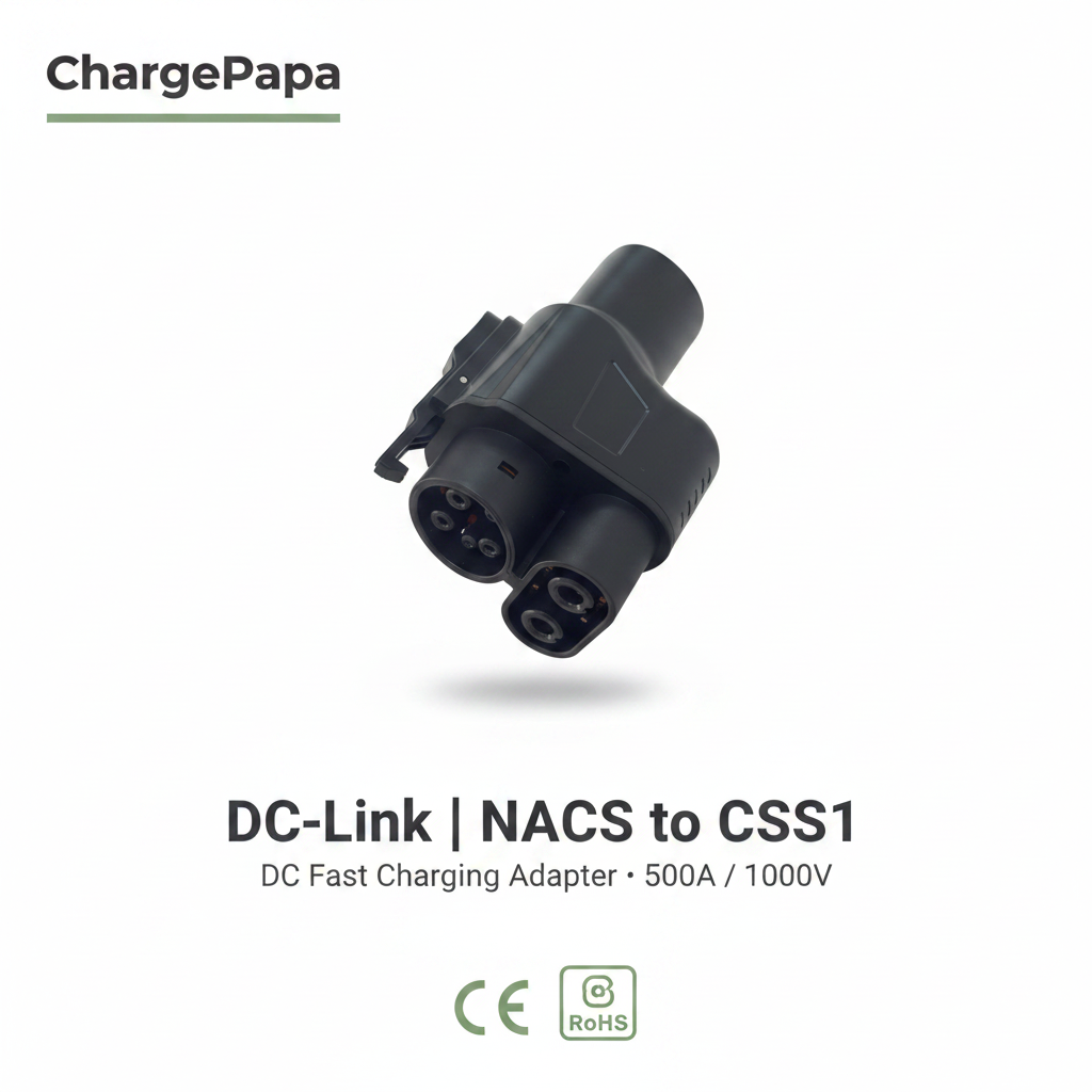 NChargePapa DC-Link | NACS to CCS1 DC Fast Charging Adapter (500A / 1000V)