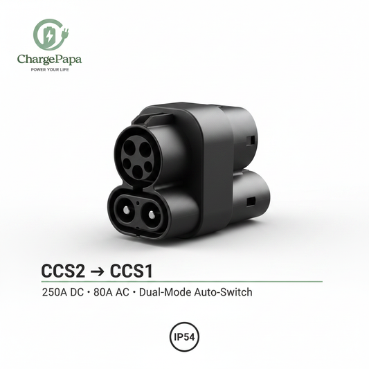 DC-Link | CCS1 to CCS2 AC/DC Dual-Mode Adapter (250A DC / 80A AC) White Minimalist