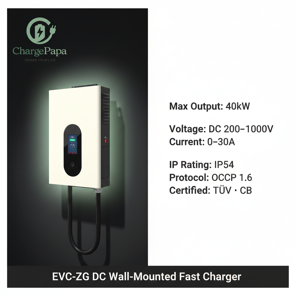 ChargePapa EVC-ZG | DC Wall-Mounted Fast Charger (7kW–40kW)