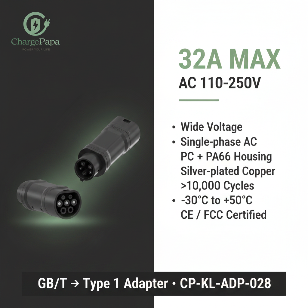  GB/T to Type 1 Adapter (32A / AC 110-250V)
