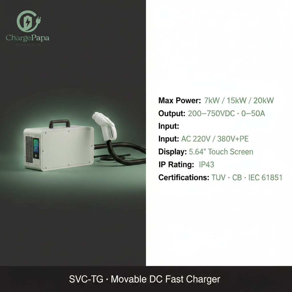 ChargePapa SVC-TG | Movable DC Fast Charger (7kW-20kW) with wifi,Bluetooth