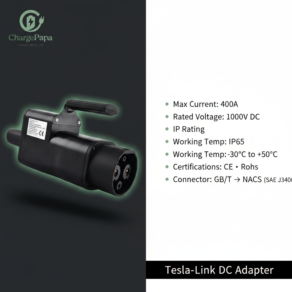 ChargePapa Tesla-Link | GB/T to Tesla (NACS) DC Fast Charging Adapter (400A / 1000V)