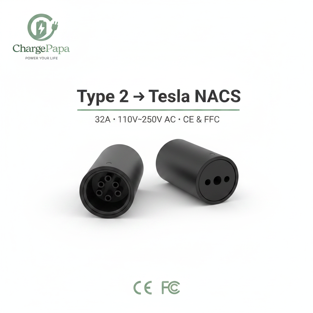 Type 2 to NACS White Poster
