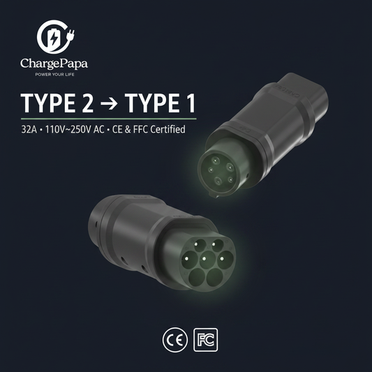 ChargePapa Power-Bridge | Type 2 to Type 1 Adapter (32A Max / US Spec EV)
