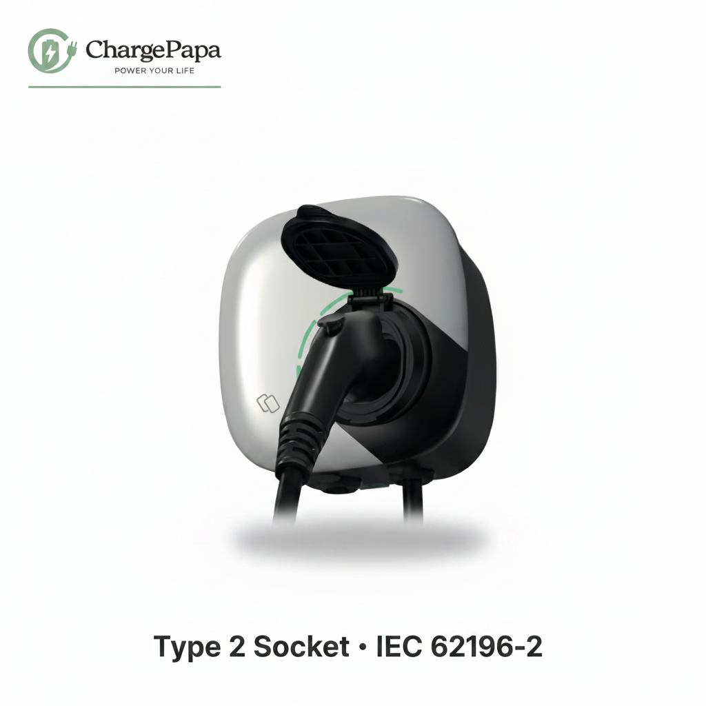 ChargePapa The Euro Flex | V2 Smart Type 2 EV Charging Socket (7kW - 22kW, WiFi/App/RFID) IP65