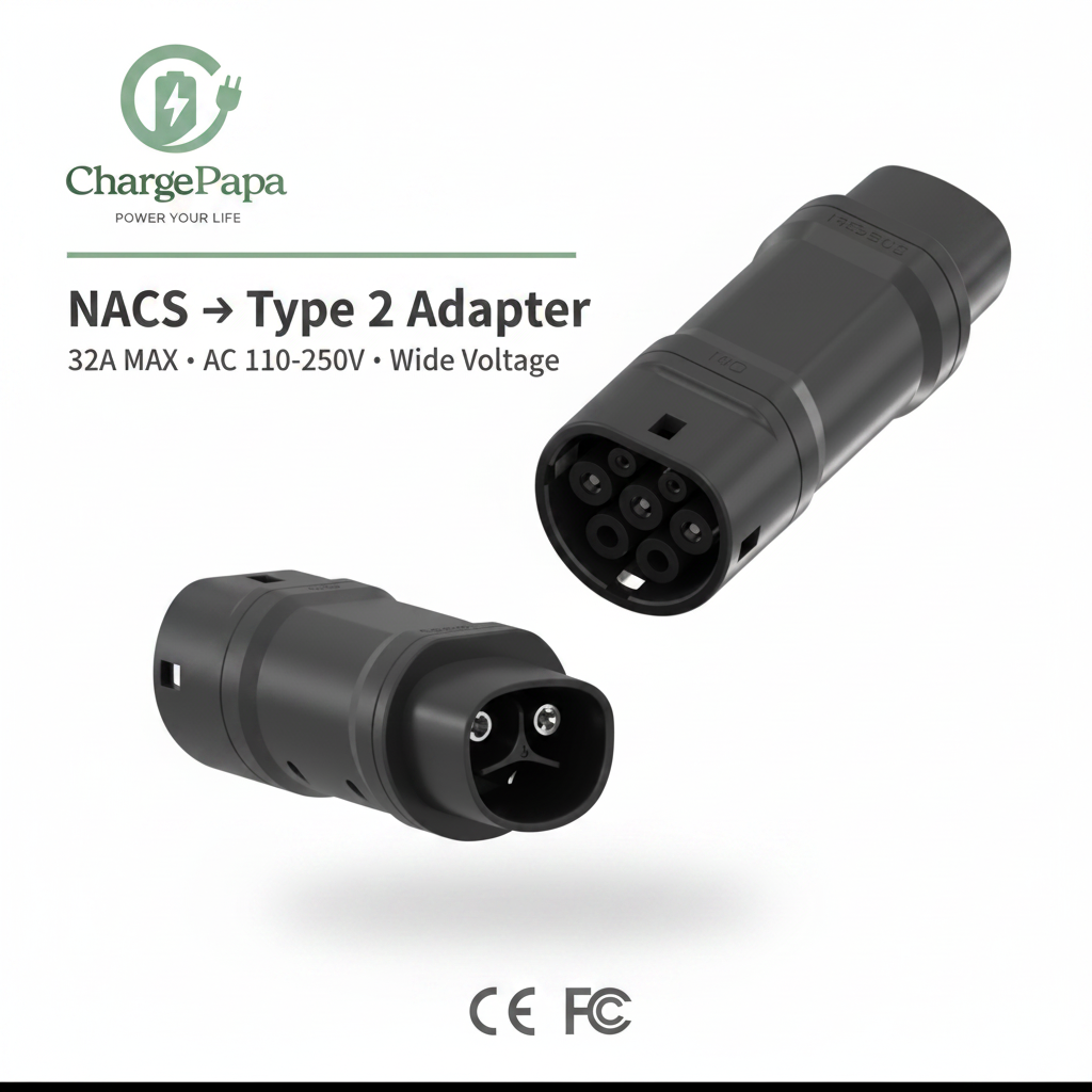 NACS to Type 2 Adapter (32A / AC 110-250V)