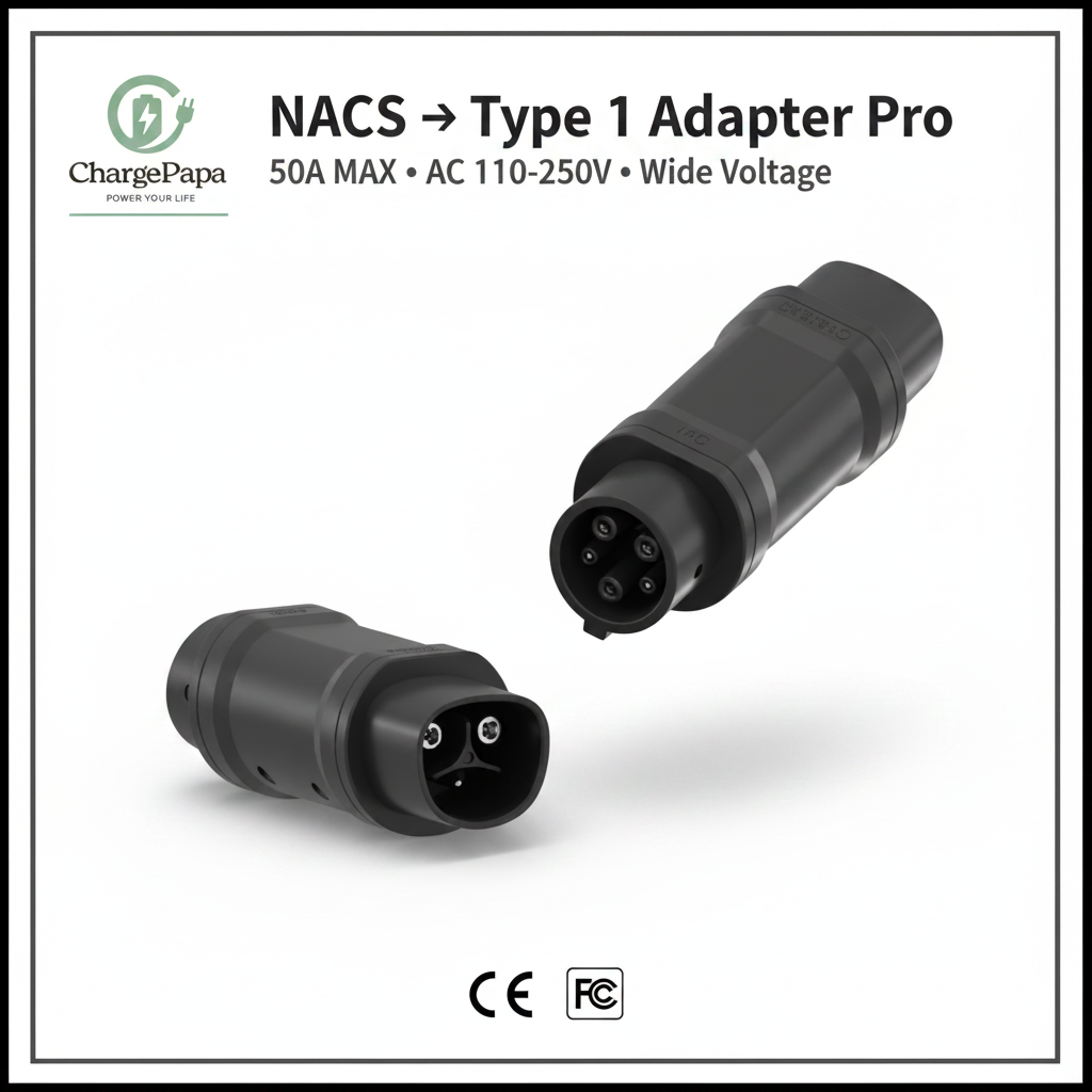 Power-Bridge | NACS to Type 1 Adapter Pro (50A / AC 110-250V)